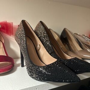 Aldo Black and Silver Studded Heels